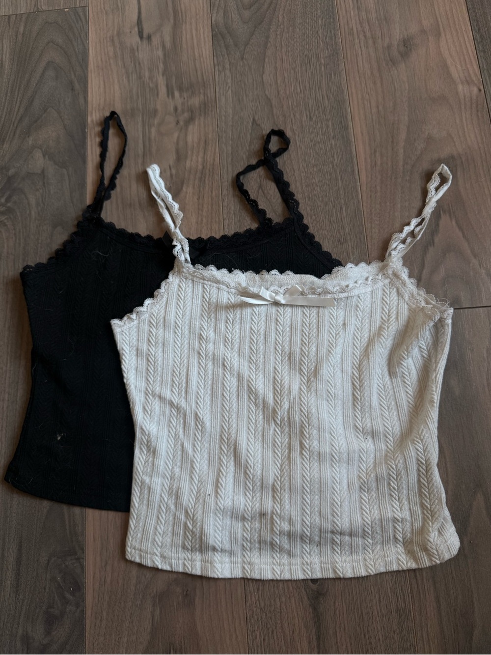 Black and White Lace Trimmed Camis